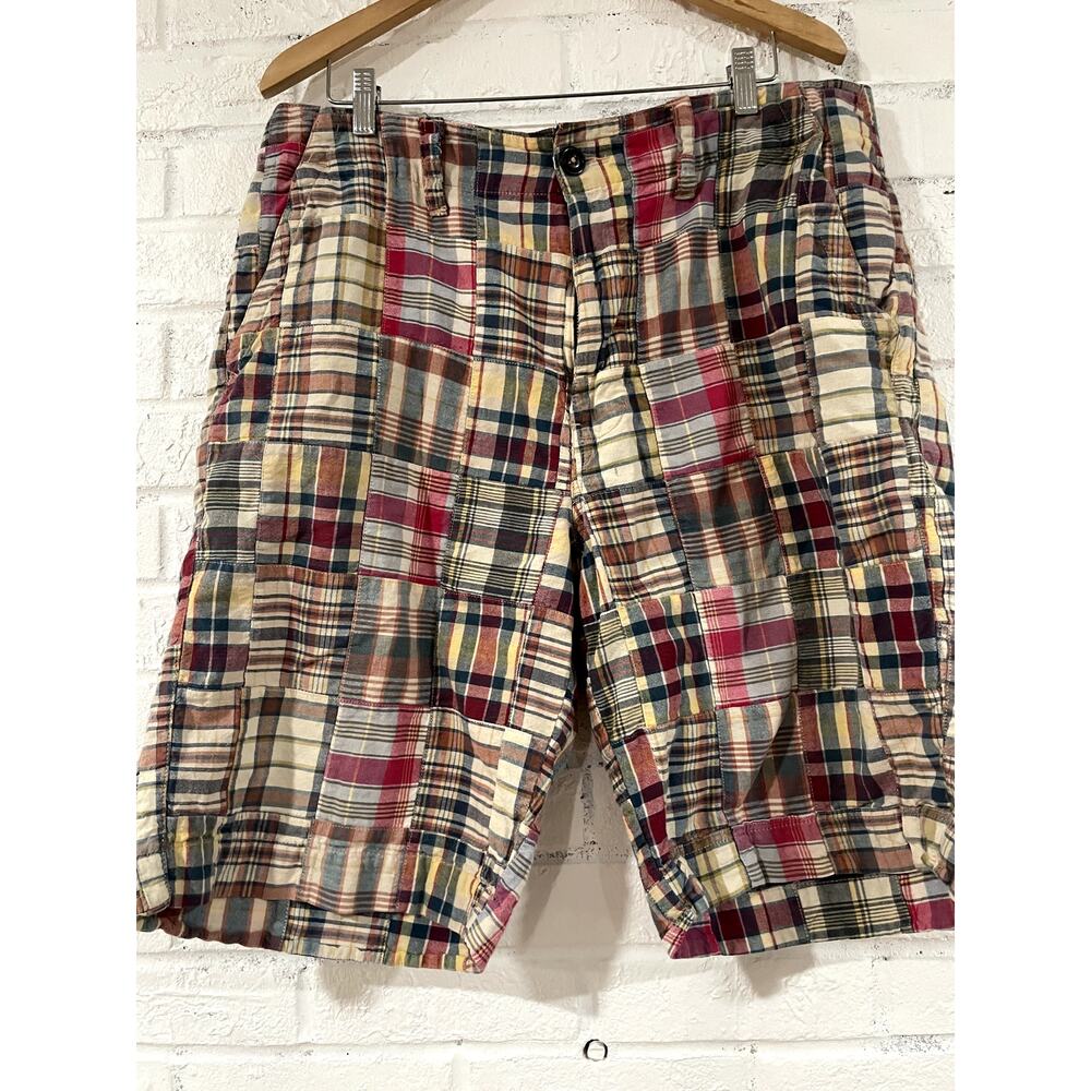 U.S. Vintage Patchwork Madras Shorts XXL Prep Plaid Cotton Coastal Style